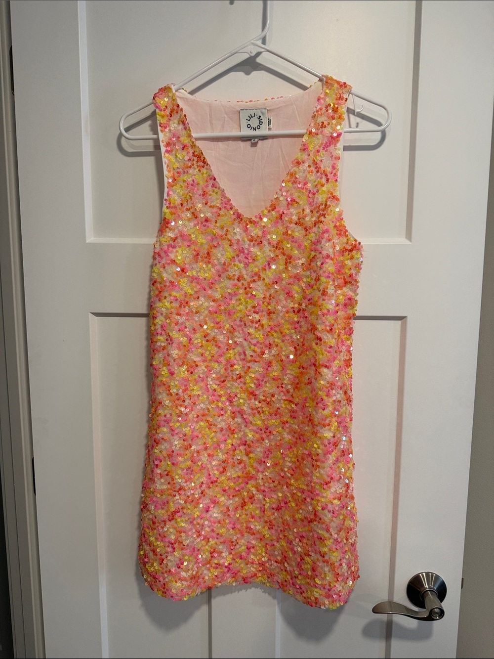 Lili Sidonio Pink Multicolor Sequin Mini Dress Size S Party Cocktail